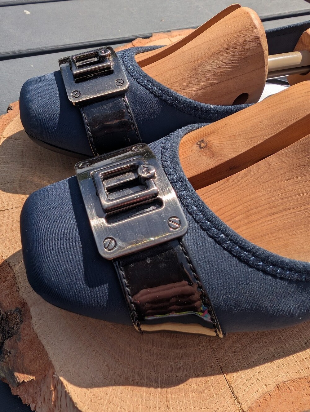 Anne Klein Sport AK Sport Navy with Black Buckle Flats Womens 9.5 - Picture 4 of 12
